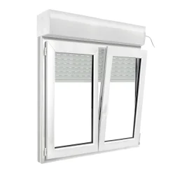 GoodHome Fenêtre PVC 2 vantaux oscillo-battant + volet roulant électrique blanc - l.120 x h.105 cm- Fenêtre Pvc