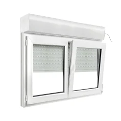 GoodHome Fenêtre PVC 2 vantaux oscillo-battant + volet roulant électrique blanc - l.140 x h.95 cm- Fenêtre Pvc