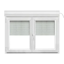 GoodHome Fenêtre PVC 2 vantaux oscillo-battant + volet roulant électrique blanc - l.140 x h.95 cm- Fenêtre Pvc