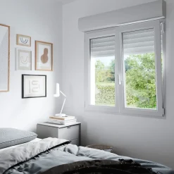 GoodHome Fenêtre Pvc<Fenêtre PVC 2 vantaux oscillo-battant + volet roulant électrique blanc - 100 x h.145 cm