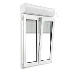 GoodHome Fenêtre Pvc<Fenêtre PVC 2 vantaux oscillo-battant + volet roulant électrique blanc - 100 x h.145 cm