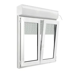 GoodHome Fenêtre Pvc<Fenêtre PVC 2 vantaux oscillo-battant + volet roulant électrique blanc - l.100 x h.115 cm
