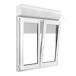 GoodHome Fenêtre Pvc<Fenêtre PVC 2 vantaux oscillo-battant + volet roulant électrique blanc - l.100 x h.125 cm