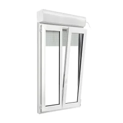 GoodHome Fenêtre PVC 2 vantaux oscillo-battant + volet roulant électrique blanc - l.90 x h.165 cm- Fenêtre Pvc