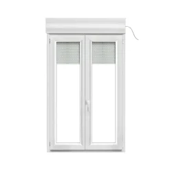 GoodHome Fenêtre PVC 2 vantaux oscillo-battant + volet roulant électrique blanc - l.90 x h.165 cm- Fenêtre Pvc