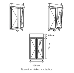 GoodHome Fenêtre PVC 2 vantaux oscillo-battant + volet roulant électrique blanc - 100 x h.175 cm- Fenêtre Pvc