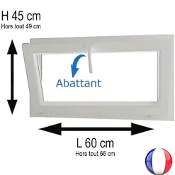 Gefradis Fenêtre Pvc<Fenêtre PVC abattant 1 vantail blanc H 45 x L 60 cm avec poignée pour pose en neuf