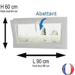 Gefradis Fenêtre Pvc<Fenêtre PVC abattant 1 vantail anthracite H 60 x L 90 cm verre brouillé + poignée pour pose en neuf