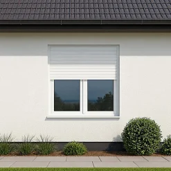 Gefradis Fenêtre PVC avec volet roulant manivelle PVC H 125 x L 140 cm 2 vantaux pour pose en neuf- Fenêtre Pvc
