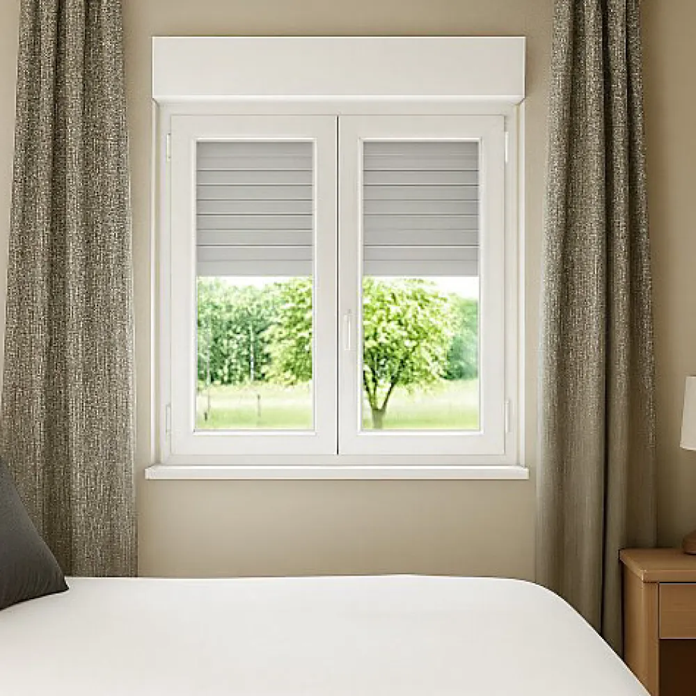 Gefradis Fenêtre PVC avec volet roulant manivelle PVC H 145 x L 150 cm 2 vantaux pour pose en neuf- Fenêtre Pvc