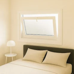 Gefradis Fenêtre PVC blanc 1 vantail abattant hors tout H 62 x L 96 cm verre brouillé pour pose rénovation- Fenêtre Pvc