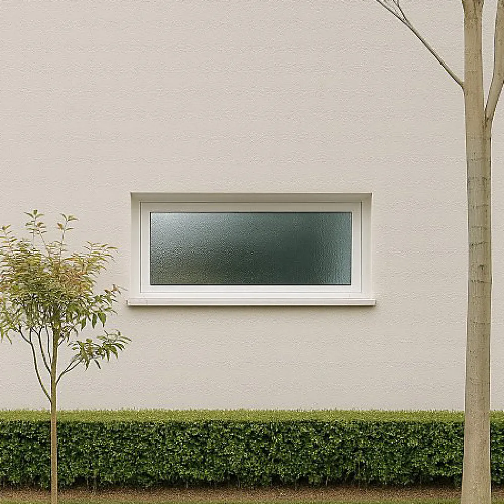 Gefradis Fenêtre PVC blanc 1 vantail abattant hors tout H 62 x L 96 cm verre brouillé pour pose rénovation- Fenêtre Pvc