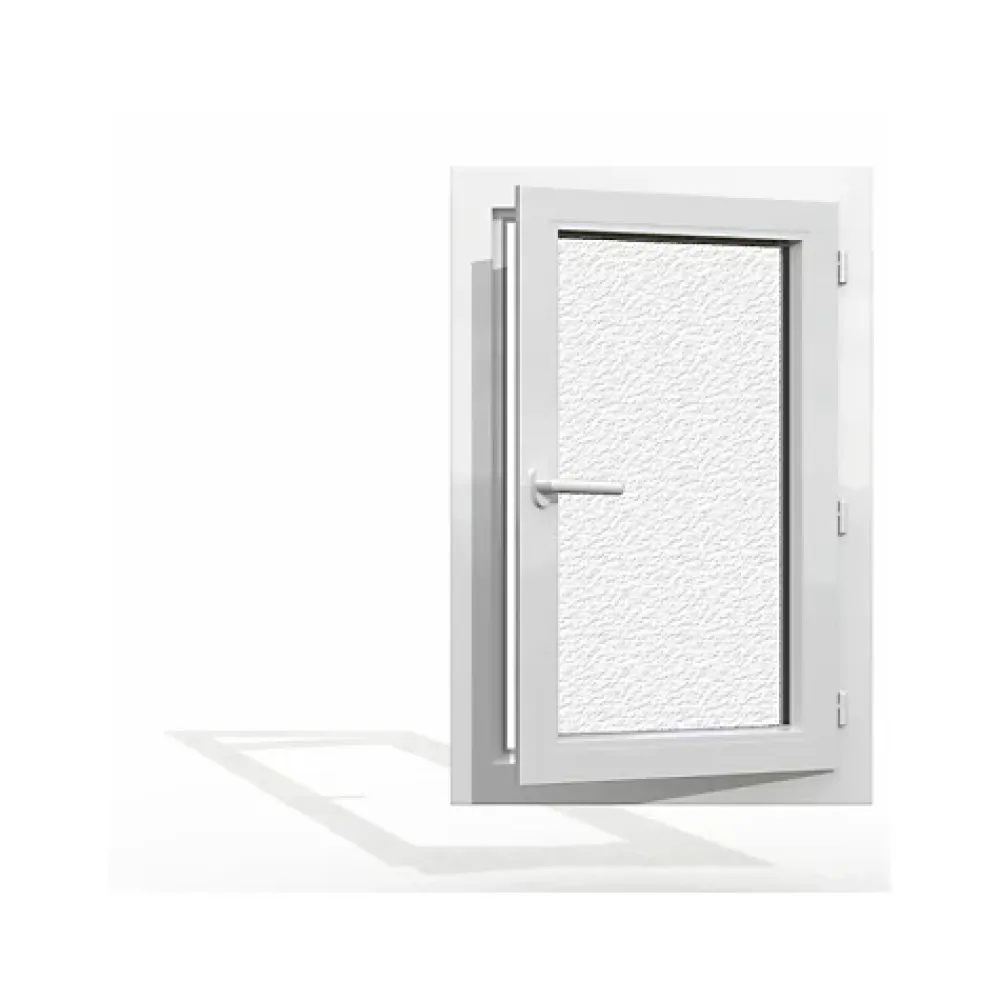 Gefradis Fenêtre Pvc<Fenêtre PVC blanc 1 vantail hors tout H 76 x L 66 cm ouverture française verre brouillé pour pose rénovation - tirant droit