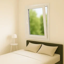 Gefradis Fenêtre PVC blanc 1 vantail hors tout H 76 x L 86 cm oscillo battant pour pose rénovation - tirant droit- Fenêtre Pvc