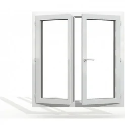 Gefradis Fenêtre PVC blanc 2 vantaux hors tout H 156 x L 86 cm ouverture française pour pose rénovation- Fenêtre Pvc