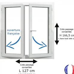 Gefradis Fenêtre Pvc<Fenêtre PVC blanc 2 vantaux hors tout H 166 x L 126 cm ouverture française pour pose rénovation