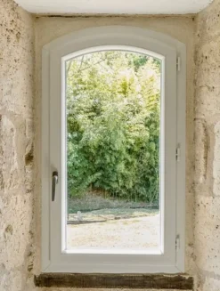 3 in 1 Fenêtre Pvc<Fenêtre PVC cintré 1 ventail ouvrant RAL 9016 ( L.: 70 cm x H.: 80 cm)