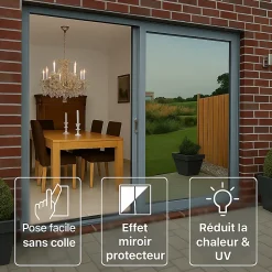 Ambiance Sticker Film adhésif miroir privatif pour fenêtre au mètre - Anti-Regard Anti-UV Anti-Chaleur - 90cmx4m- Film Occultant Pour Vitrage
