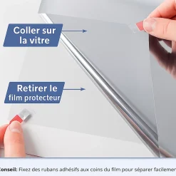 Ambiance Sticker Film adhésif miroir privatif pour fenêtre au mètre - Anti-Regard Anti-UV Anti-Chaleur - 90cmx4m- Film Occultant Pour Vitrage