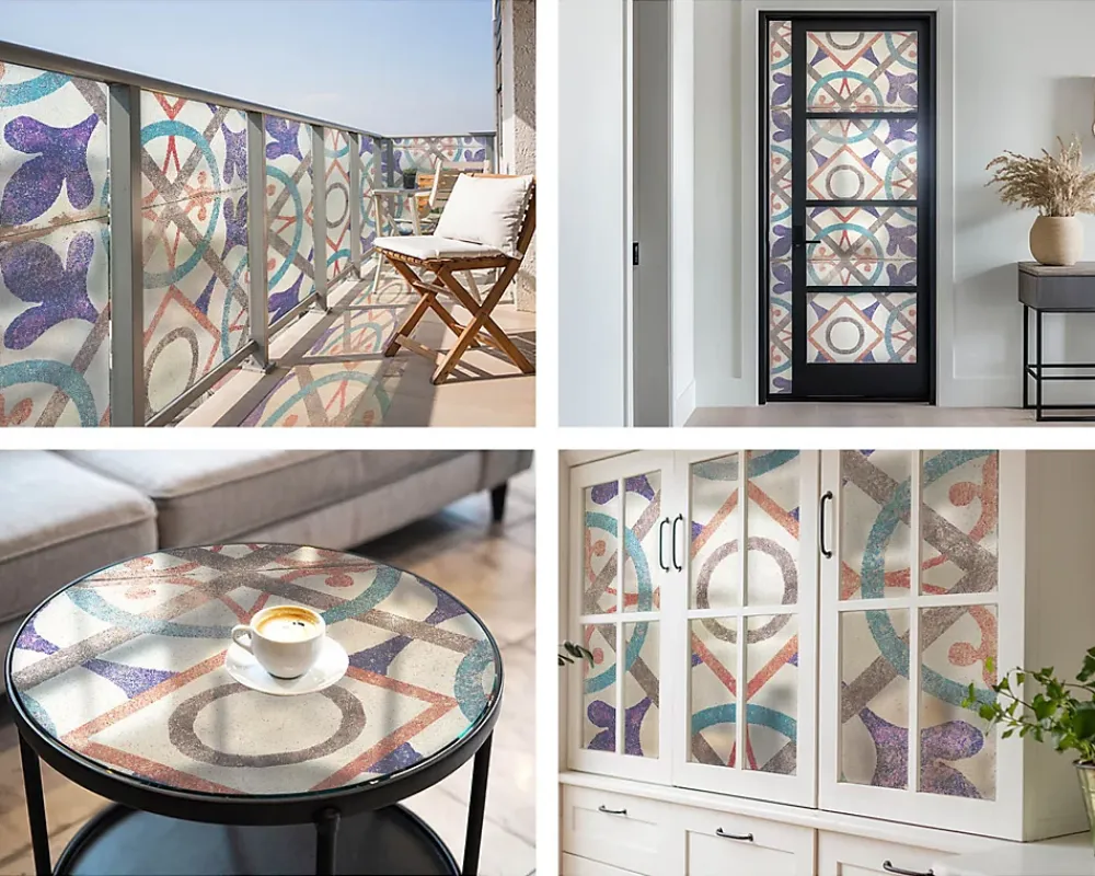 Wallfluent Film décoratif pour vitre 50x100 cm de protection d'intimité Mosaïques Colorées 1 rol.- Film Occultant Pour Vitrage