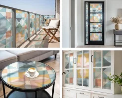 Wallfluent Film Occultant Pour Vitrage<Film décoratif pour vitre 100x100 cm d'Intimité pour Fenêtre Rayures Géométrie Colorée 1 rol.