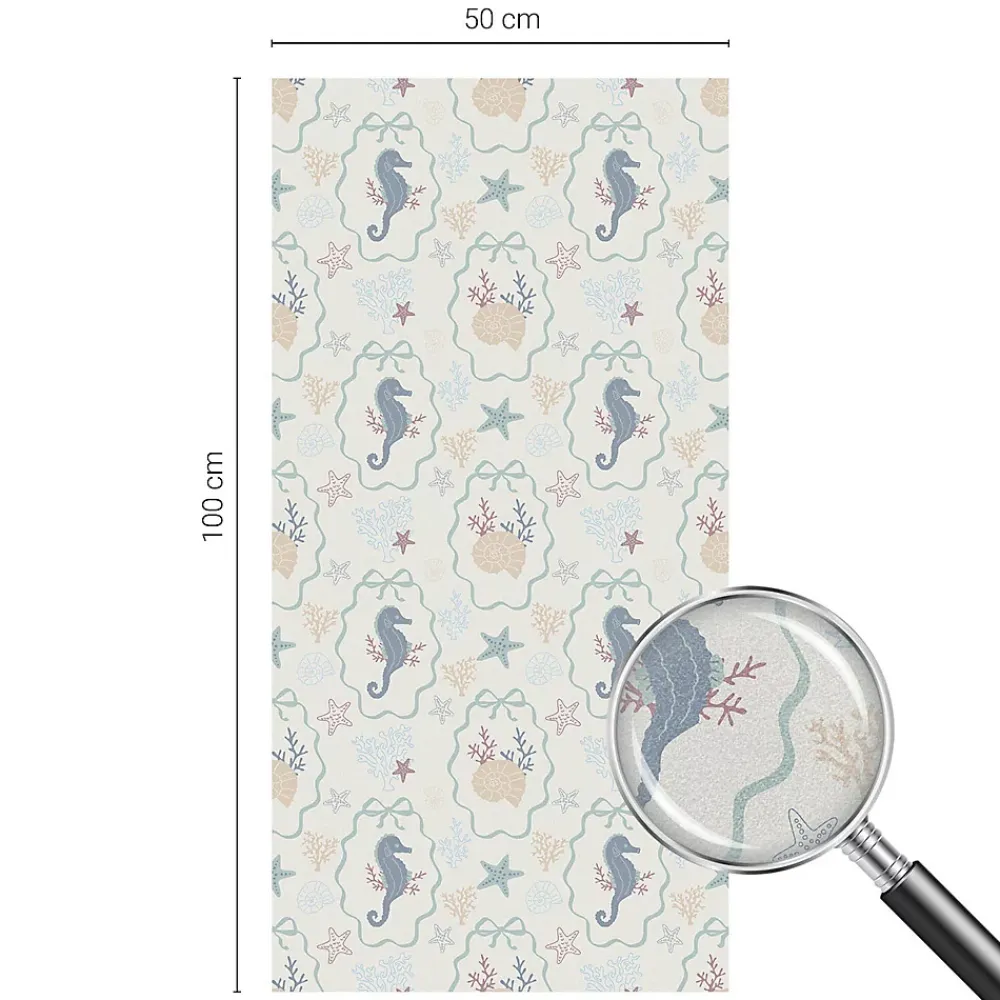 Wallfluent Film Occultant Pour Vitrage<Film Ddépoli Autoadhésif 50x100 cm Protège efficacement l'intimité Hippocampes 1 rol.