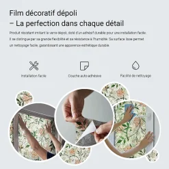 Wallfluent Film Ddépoli Autoadhésif 200x100 cm d'Intimité pour Fenêtre Rayures Ornements Carrelés 1 rol.- Film Occultant Pour Vitrage