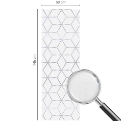 Wallfluent Film dépoli blanc adhésif 50x146 cm d'Intimité pour Fenêtre Rayures Losanges Violets 1 rol.- Film Occultant Pour Vitrage