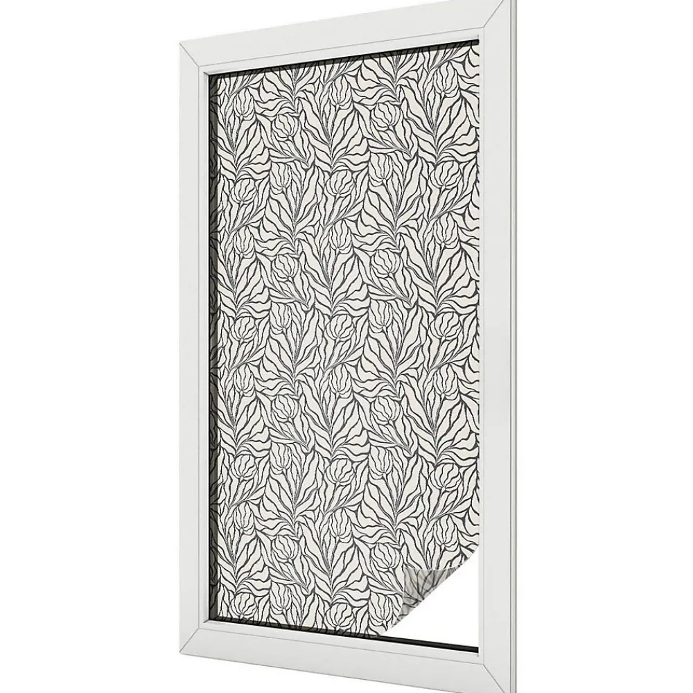 Wallfluent Film dépoli blanc adhésif 50x100 cm décoratif vitrail Feuilles Fleurs 1 rol.- Film Occultant Pour Vitrage