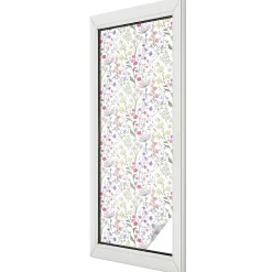 Wallfluent Film dépoli blanc adhésif 50x146 cm d'Intimité pour Fenêtre Rayures Prairie Fleurie 1 rol.- Film Occultant Pour Vitrage