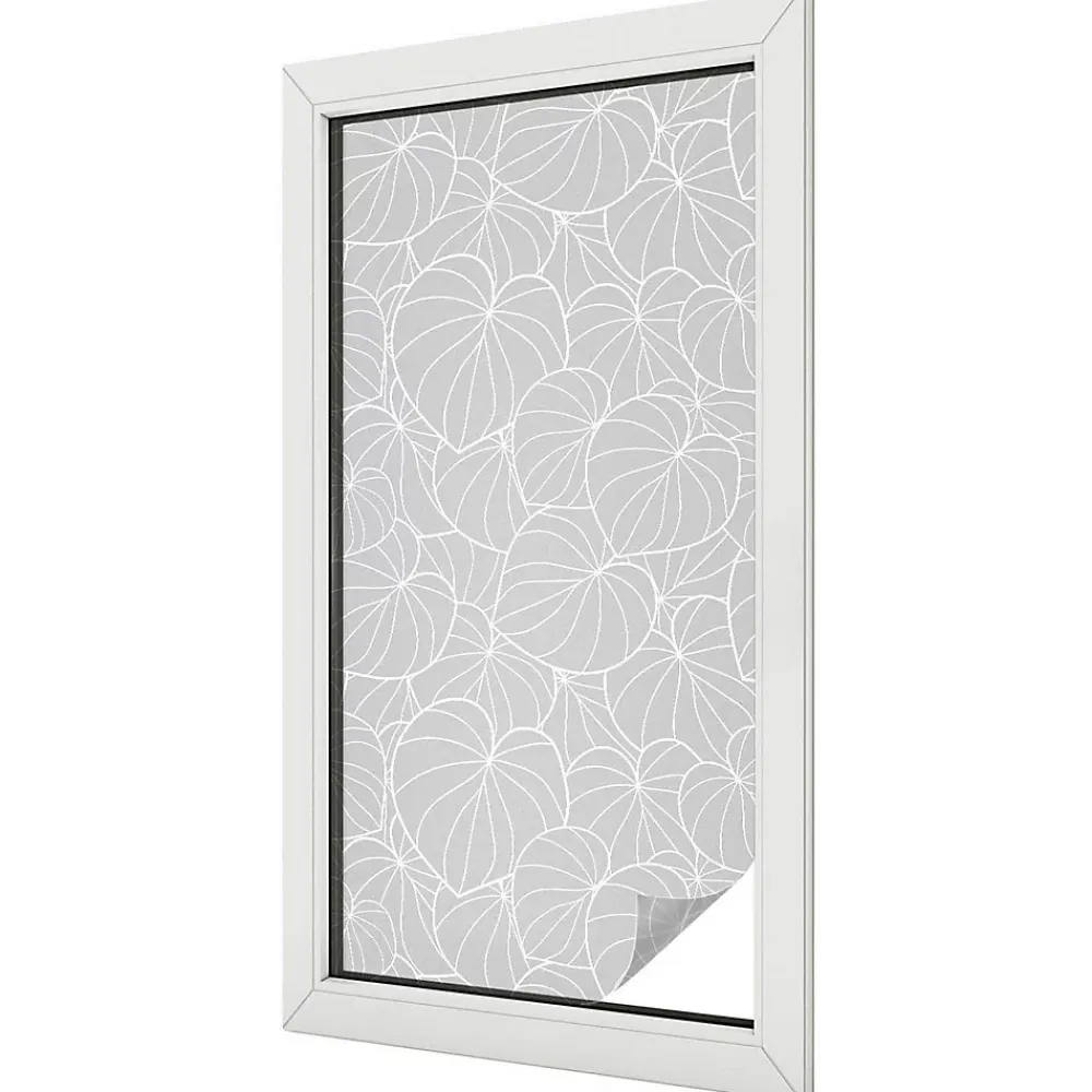 Wallfluent Film dépoli blanc adhésif 50x100 cm décoratif vitrail Élégance Feuillue 1 rol.- Film Occultant Pour Vitrage