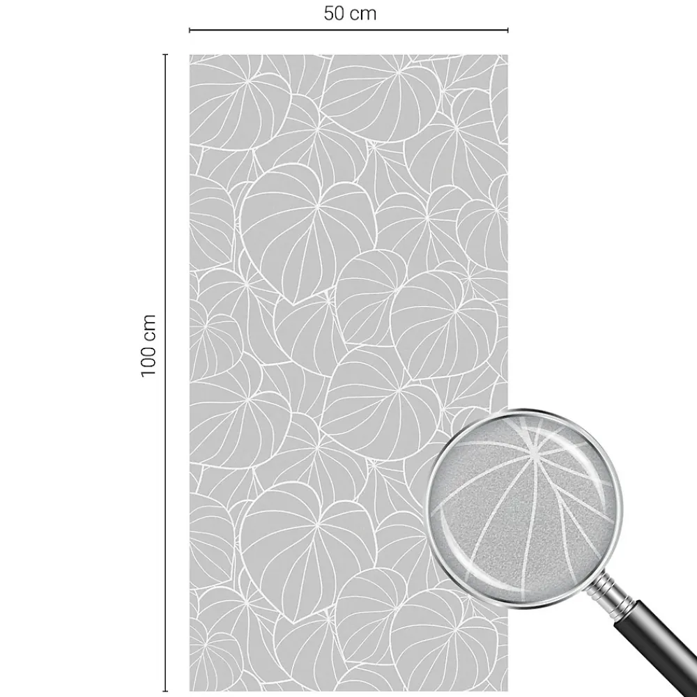 Wallfluent Film dépoli blanc adhésif 50x100 cm décoratif vitrail Élégance Feuillue 1 rol.- Film Occultant Pour Vitrage