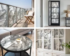 Wallfluent Film dépoli blanc adhésif 200x146 cm Protège efficacement l'intimité Feuilles Tropicales 1 rol.- Film Occultant Pour Vitrage