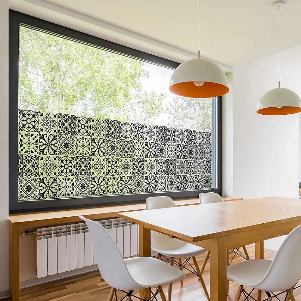 Ambiance Sticker Film Occultant Pour Vitrage<Film Fenêtre Anti Regard Occultant - AZULEJOS NOIR - Stickers pour Vitres & Porte de Douche - 40X200cm