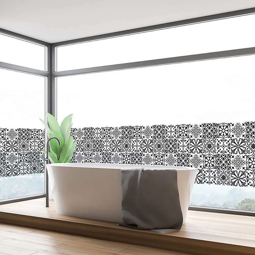 Ambiance Sticker Film Occultant Pour Vitrage<Film Fenêtre Anti Regard Occultant - AZULEJOS NOIR - Stickers pour Vitres & Porte de Douche - 40X200cm