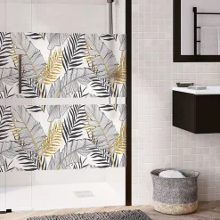 Ambiance Sticker Film Fenêtre Anti Regard Occultant - FEUILLES DE PALMIER CHIC - Stickers pour Vitres & Porte de Douche - 40x200cm- Film Occultant Pour Vitrage