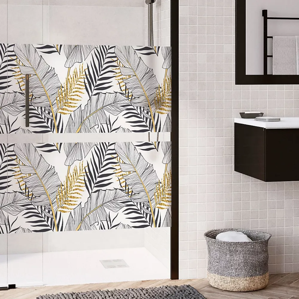 Ambiance Sticker Film Fenêtre Anti Regard Occultant - FEUILLES DE PALMIER CHIC - Stickers pour Vitres & Porte de Douche - 40x200cm- Film Occultant Pour Vitrage