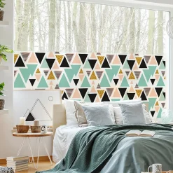 Ambiance Sticker Film Fenêtre Anti Regard Occultant - TRIANGLES SCANDINAVES XL - Stickers pour Vitres & Porte de Douche - 40X200cm- Film Occultant Pour Vitrage