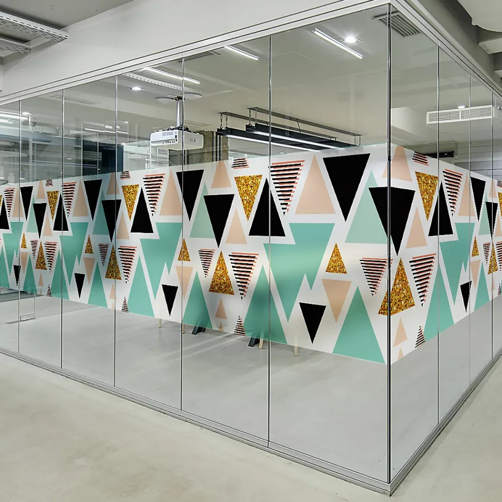 Ambiance Sticker Film Fenêtre Anti Regard Occultant - TRIANGLES SCANDINAVES XL - Stickers pour Vitres & Porte de Douche - 40X200cm- Film Occultant Pour Vitrage