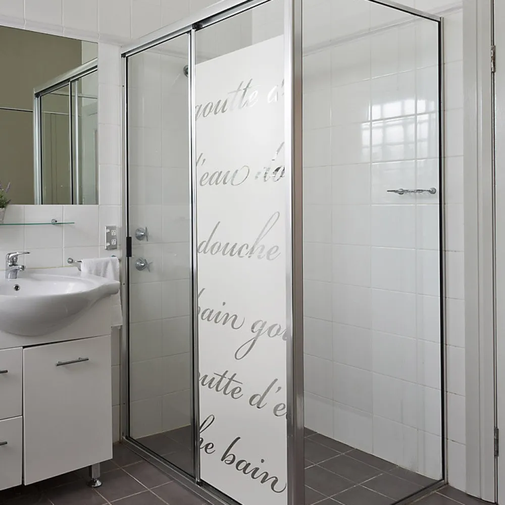 Ambiance Sticker Film Fenêtre Anti Regard Occultant - DOUCHE LITTÉRAIRE - Stickers Autocollant Brise-Vue pour Vitre & Porte de Douche - 185x55cm- Film Occultant Pour Vitrage