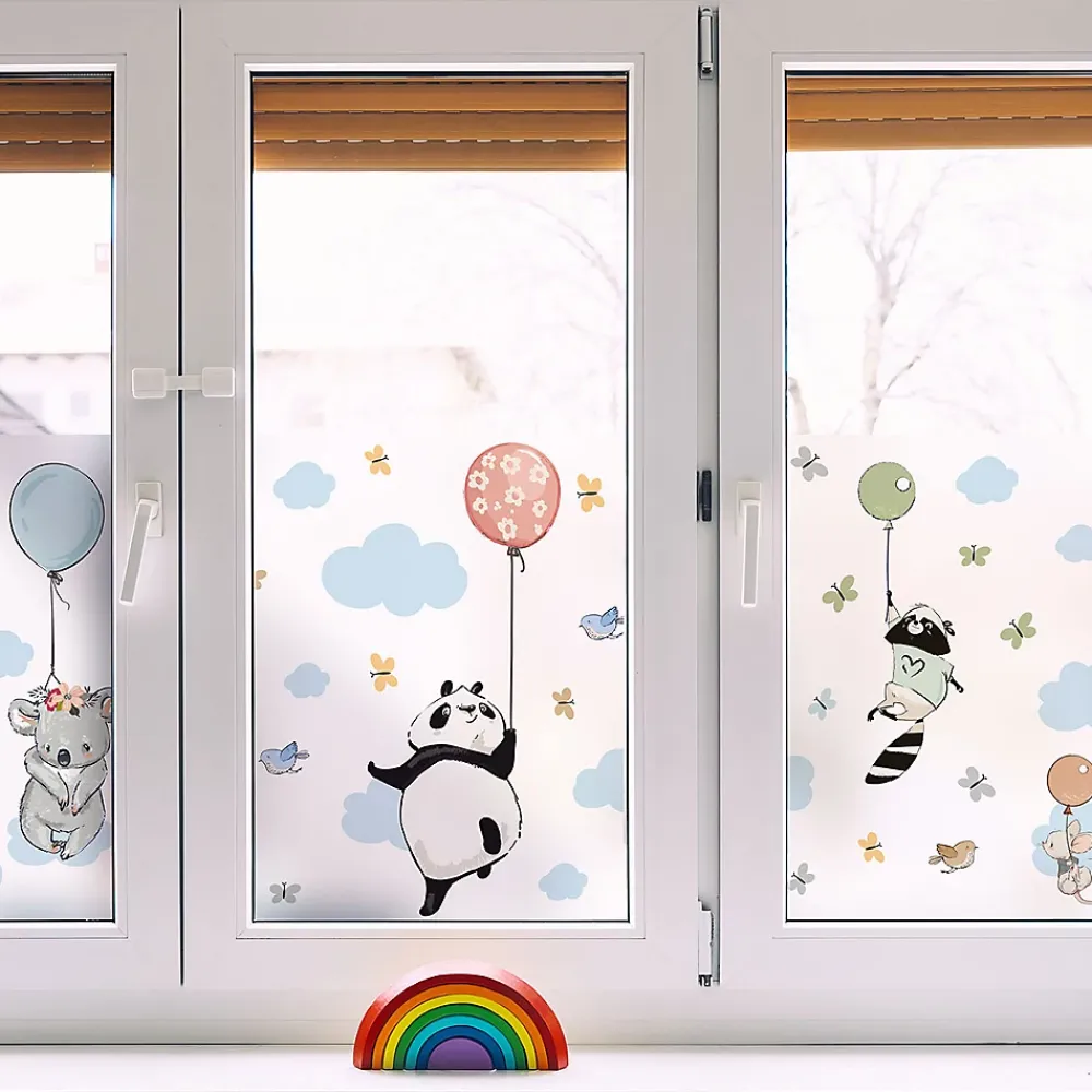 Ambiance Sticker Film Fenêtre Anti Regard Occultant - ANIMAUX HEUREUX ENVOLÉS - Stickers pour Vitres & Porte de Douche - 40x100cm- Film Occultant Pour Vitrage
