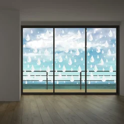 Ambiance Sticker Film Occultant Pour Vitrage<Film Fenêtre Anti Regard Occultant - DOUCE PLUIE - Stickers Autocollant Brise-Vue pour Vitre & Porte de Douche - 150x45cm