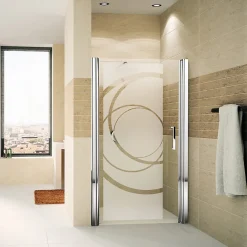 Ambiance Sticker Film Fenêtre Anti Regard Occultant - COURBES DESIGN - Stickers Autocollant Brise-Vue pour Vitre & Porte de Douche - 145x55cm- Film Occultant Pour Vitrage