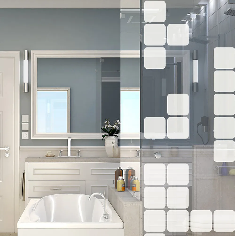 Ambiance Sticker Film Fenêtre Anti Regard Occultant - JEUX DE CUBES - Stickers Autocollant Brise-Vue pour Vitre & Porte de Douche - 115x35cm- Film Occultant Pour Vitrage