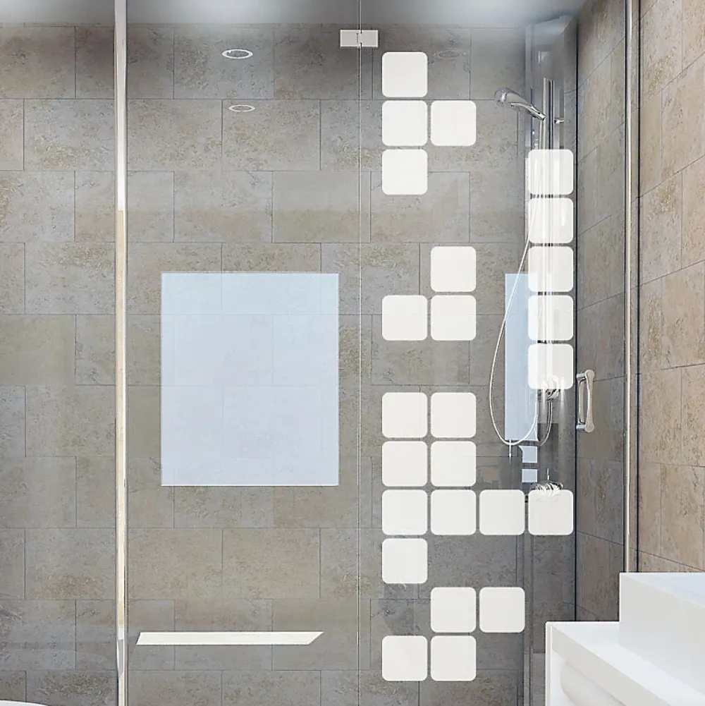 Ambiance Sticker Film Fenêtre Anti Regard Occultant - JEUX DE CUBES - Stickers Autocollant Brise-Vue pour Vitre & Porte de Douche - 115x35cm- Film Occultant Pour Vitrage