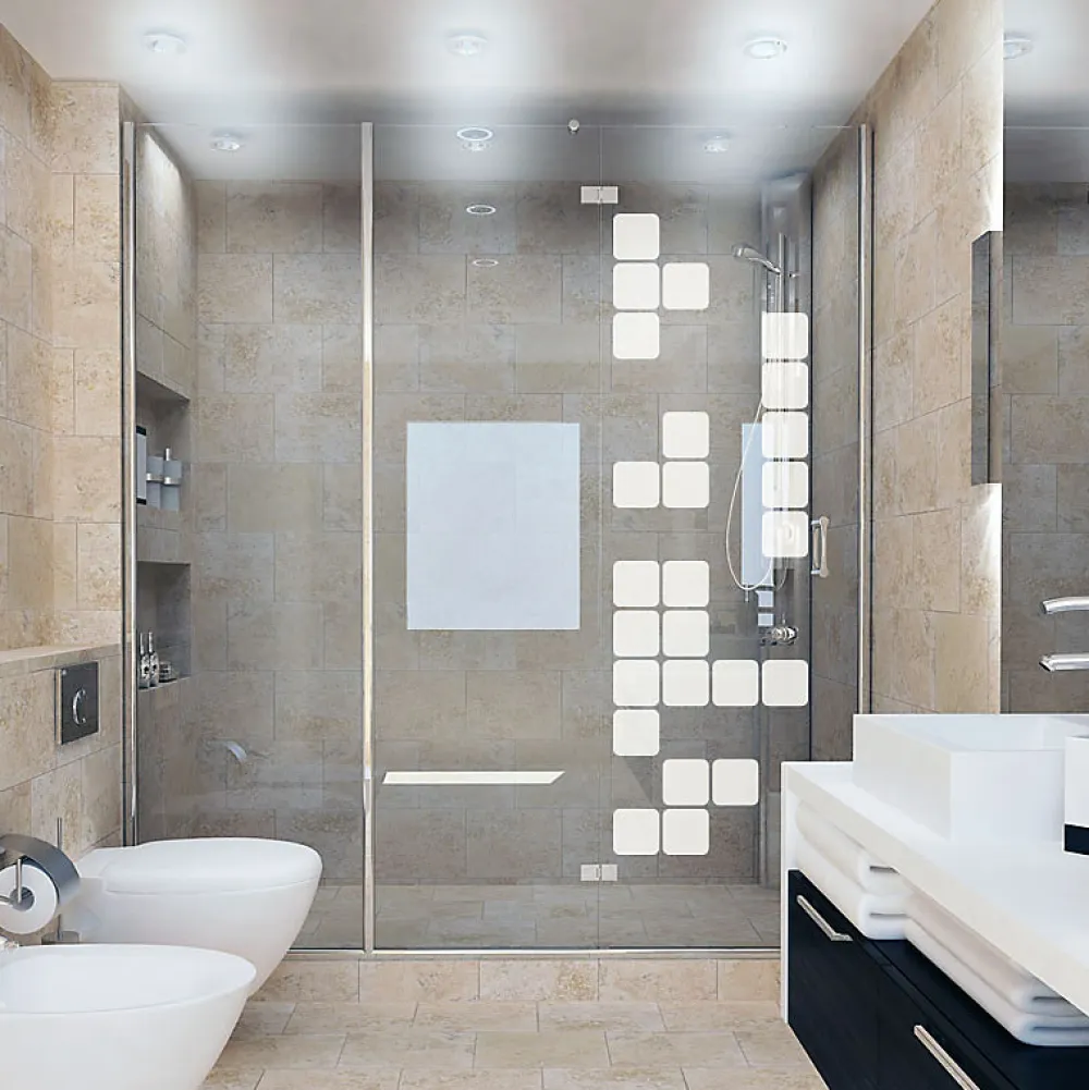 Ambiance Sticker Film Fenêtre Anti Regard Occultant - JEUX DE CUBES - Stickers Autocollant Brise-Vue pour Vitre & Porte de Douche - 115x35cm- Film Occultant Pour Vitrage
