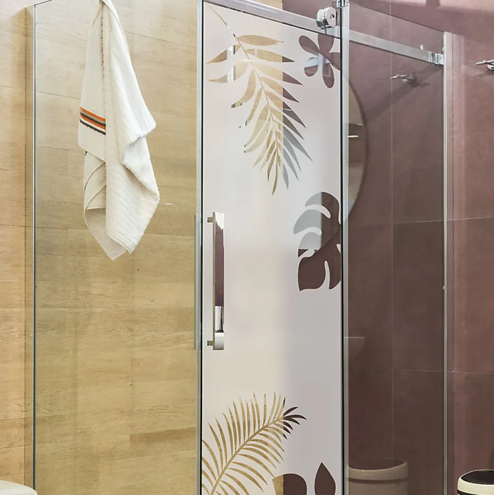Ambiance Sticker Film Occultant Pour Vitrage<Film Fenêtre Anti Regard Occultant - FEUILLES EXOTIQUES - Stickers Autocollant Brise-Vue pour Vitre & Porte de Douche - 150x45cm