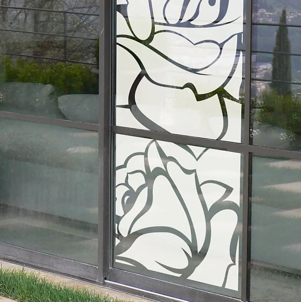 Ambiance Sticker Film Fenêtre Anti Regard Occultant - ROSES - Stickers Autocollant Brise-Vue pour Vitre & Porte de Douche - 185x55cm- Film Occultant Pour Vitrage