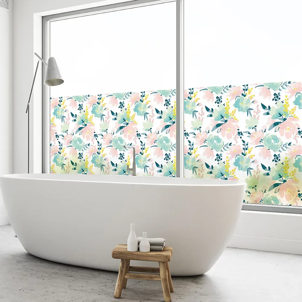 Ambiance Sticker Film Fenêtre Anti Regard Occultant - COMPOSITION FLORALE XL - Stickers pour Vitres & Porte de Douche - 40X200cm- Film Occultant Pour Vitrage