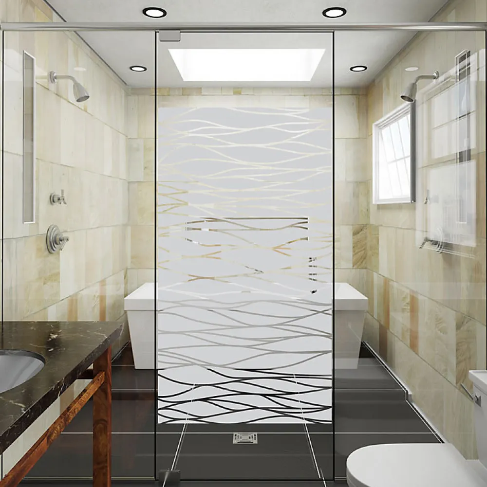 Ambiance Sticker Film Fenêtre Anti Regard Occultant - L'OCÉAN - Stickers Autocollant Brise-Vue pour Vitre & Porte de Douche - 135x75cm- Film Occultant Pour Vitrage